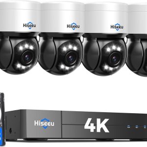 Hiseeu 4K PoE PTZ Camera System,NVR Security Camera System